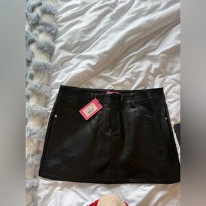 Edikted Black Faux Leather Mini Skirt